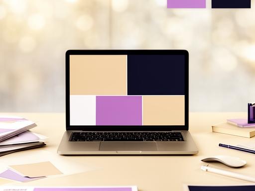 Deposit invoice preview with brand colours shown on a laptop in a bright studio workspace